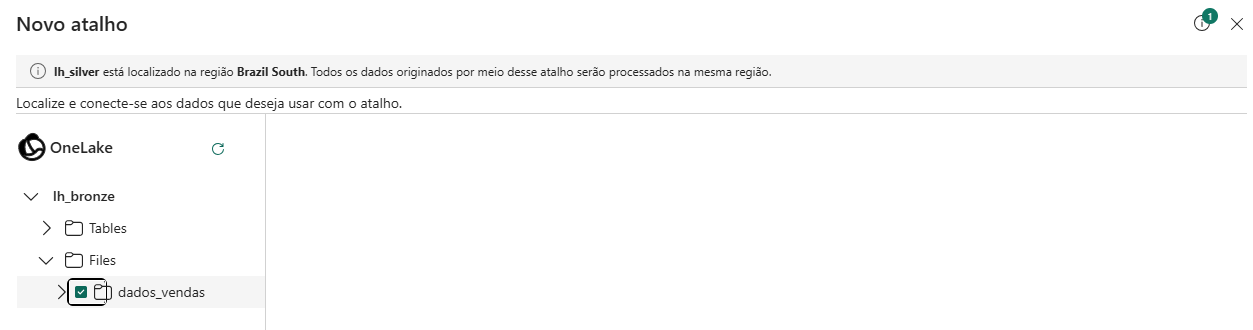 dados_vendas folder checked inside Files in lh_bronze
